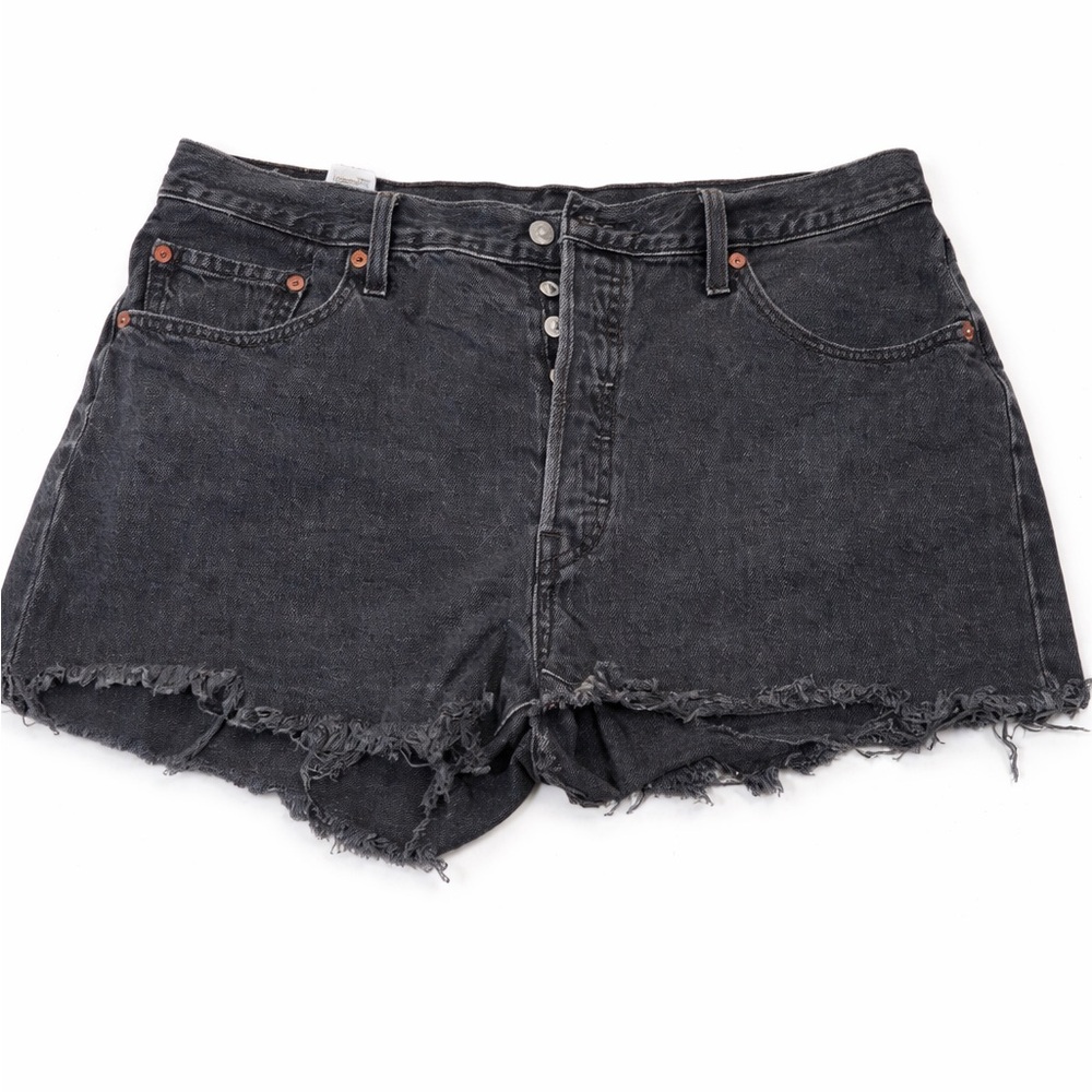 Levi’s 501 High Rise Black Wash Button Fly Cutoff Shorts 34